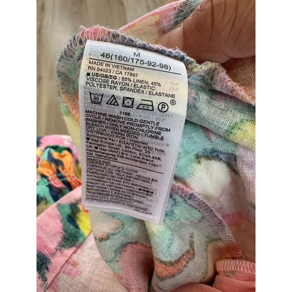 Gap Womens Medium Puff Sleeve Linen-Blend Colorful Floral Mini Dress - Picture 7 of 11